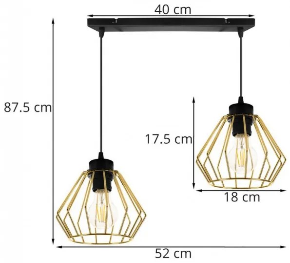 Priemyselná kovová závesná lampa so zlatými odtieňmi