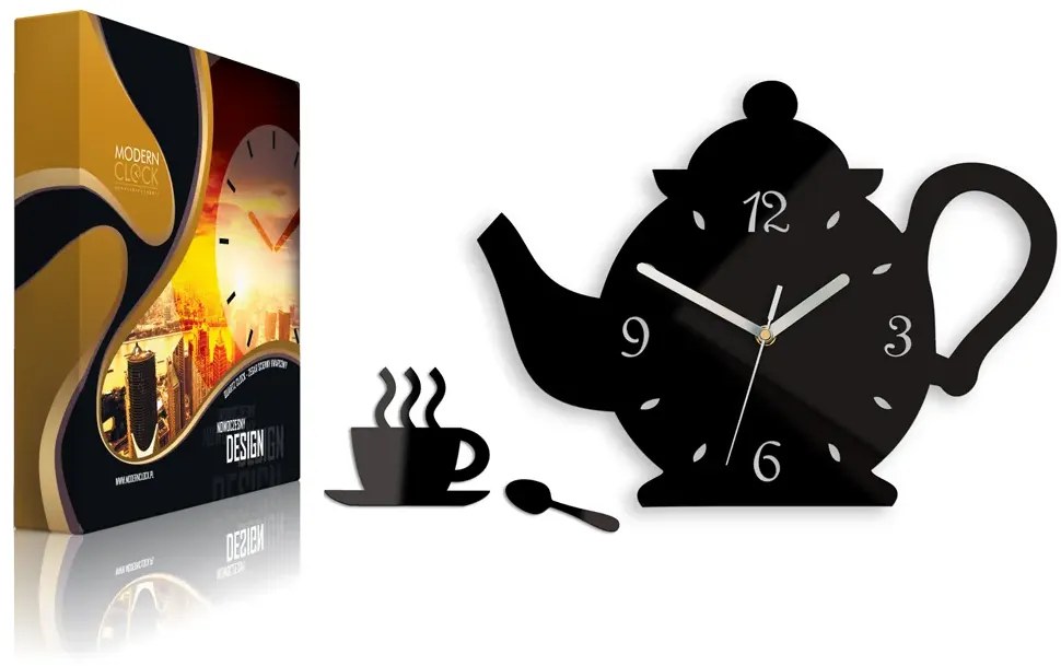 Nástenné hodiny Kettle čierne