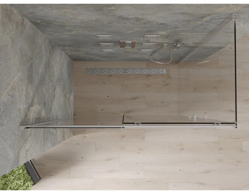 Mexen Omega, sprchovací kút s posuvnými dverami 160 (dvere) x 80 (stena) cm, 8mm číre sklo, chrómový profil, 825-160-080-01-00