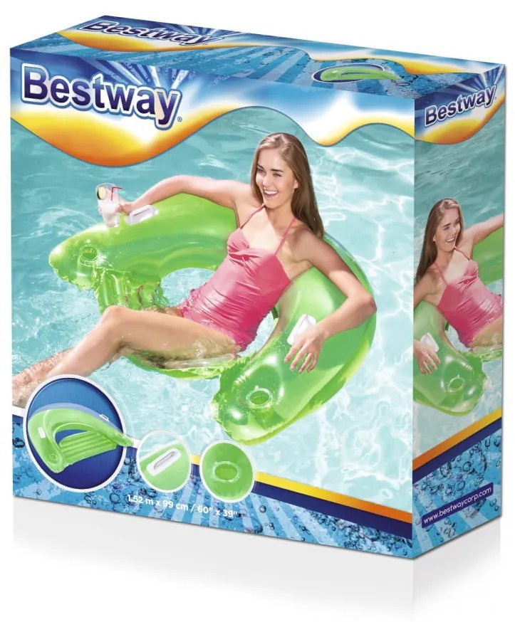 Bestway Zelené kreslo Lazy Lounge s operadlom Bestway–152''x99'' 43118