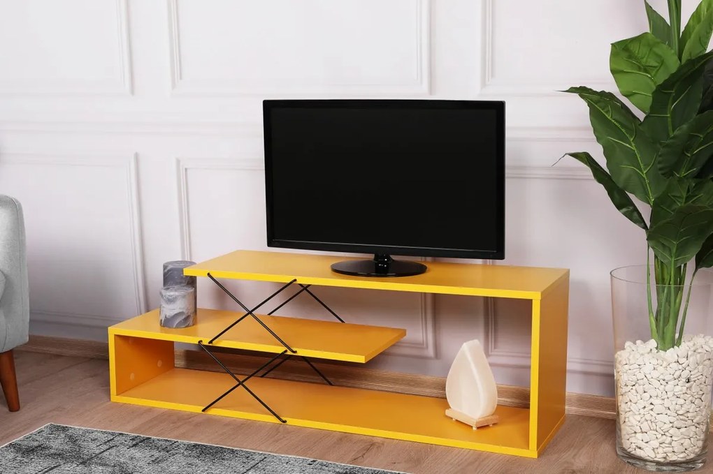 TV stolík Zigzag 120 cm žltý