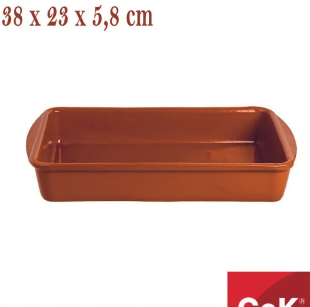 7225435 Keramická zapekacia misa hranatá 38 x 26 x 6 cm hnedá COK