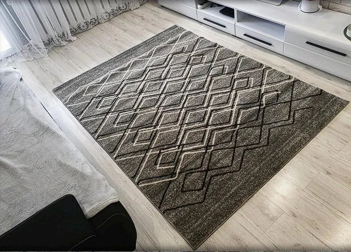 Moderný sivý koberec Rio 166 s geometrickým vzorom – rôzne rozmery Rozmer: 80x150 cm
