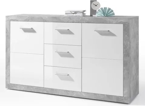 Komoda Stone 147 cm, betón/biela%