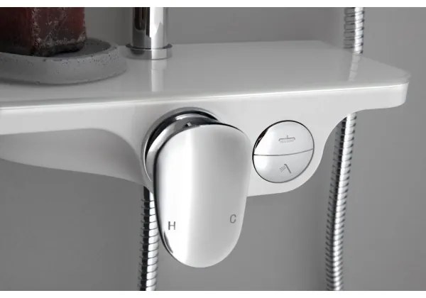 Aqualine - Sprchová súprava s batériou lesklý chróm/biela