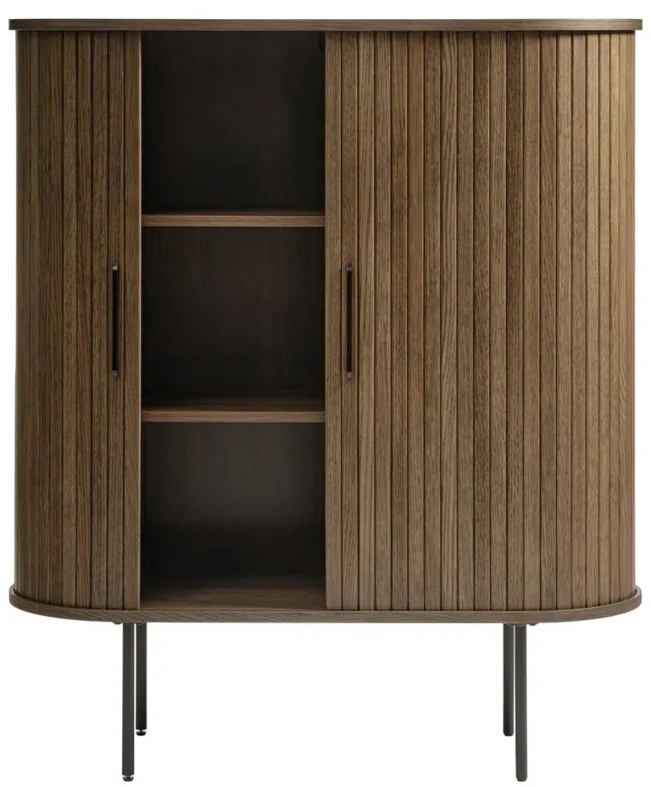 Hnedá skrinka v dekore duba s posuvnými dverami 100x118 cm Nola – Unique Furniture