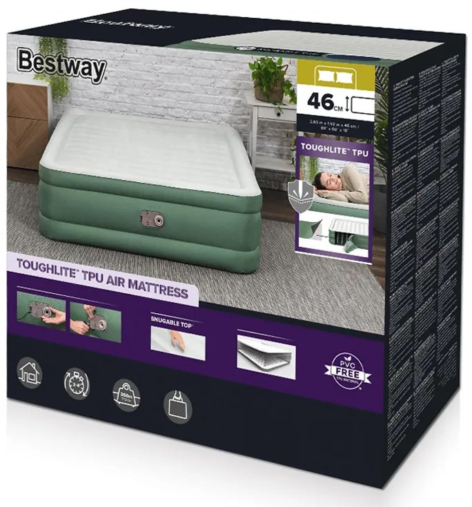 Dvojitý nafukovací matrac Bestway so vstavanou pumpou 203 x 152 x 46 cm 69646