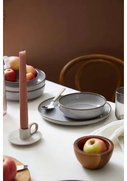 Jedálna sada 12 ks sivá/porcelán