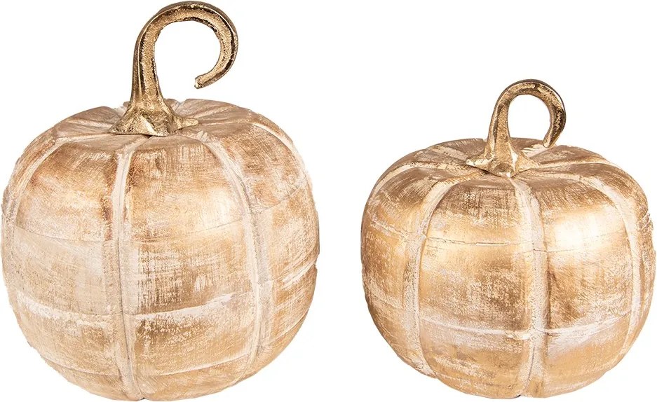 Zlatá dekoratívna drevená socha tekvice Pumpkin - Ø20*20 cm