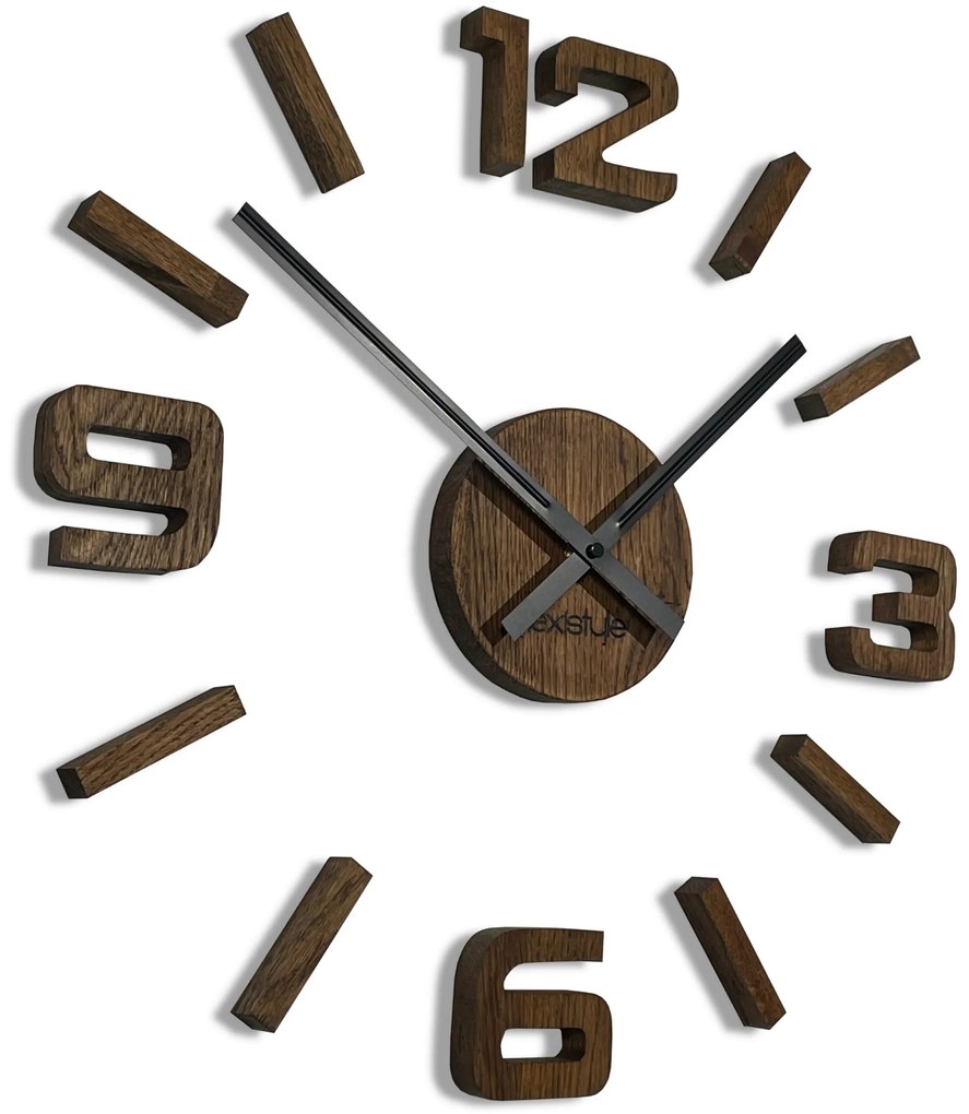 3D nalepovacie dubové hodiny DIY Eko z54g eco d9-1-x, 75 cm