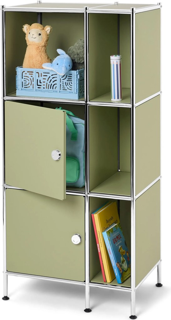Kovový regál »CN3 Kids« s 2 dvierkami, pistáciový