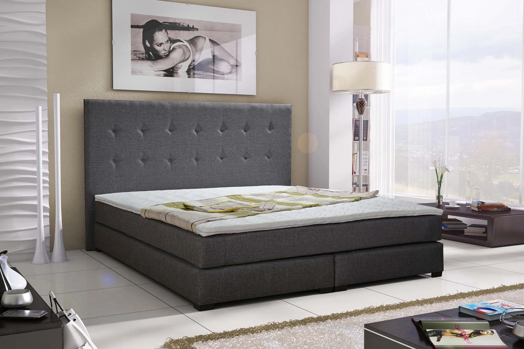Manželská posteľ Boxspring 140 cm Caserta (čierna) (s matracmi). Vlastná spoľahlivá doprava až k Vám domov. 616175