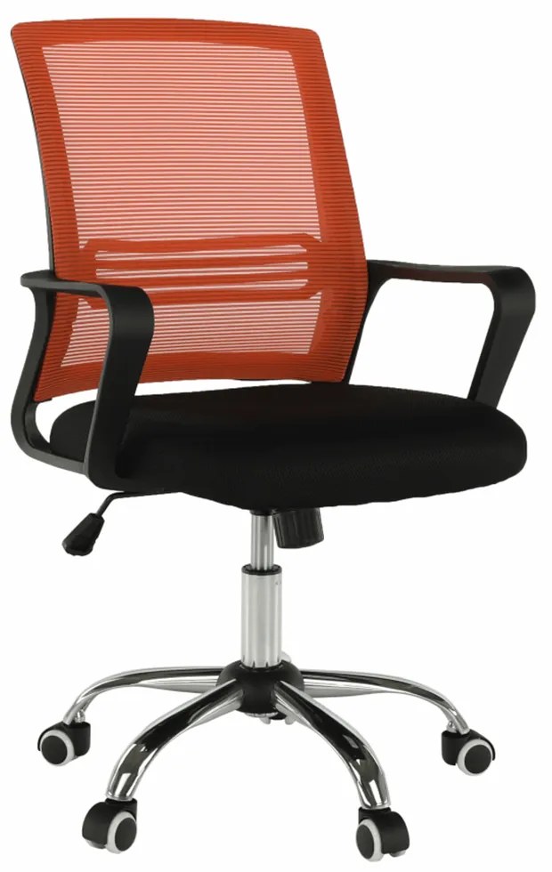 Kancelárska stolička, sieťovina oranžová/látka čierna, APOLO