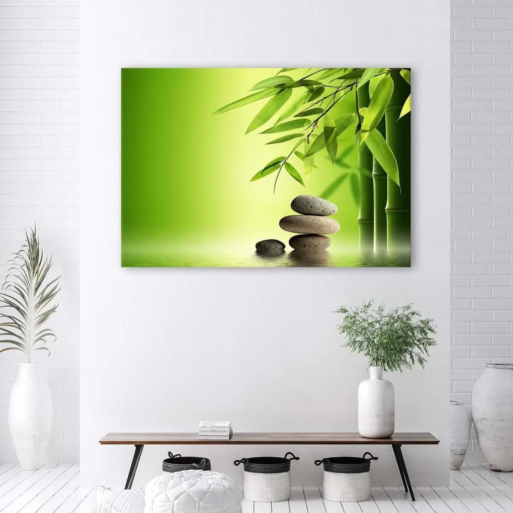 Obraz na plátně, Bambusové zenové kameny - 100x70 cm