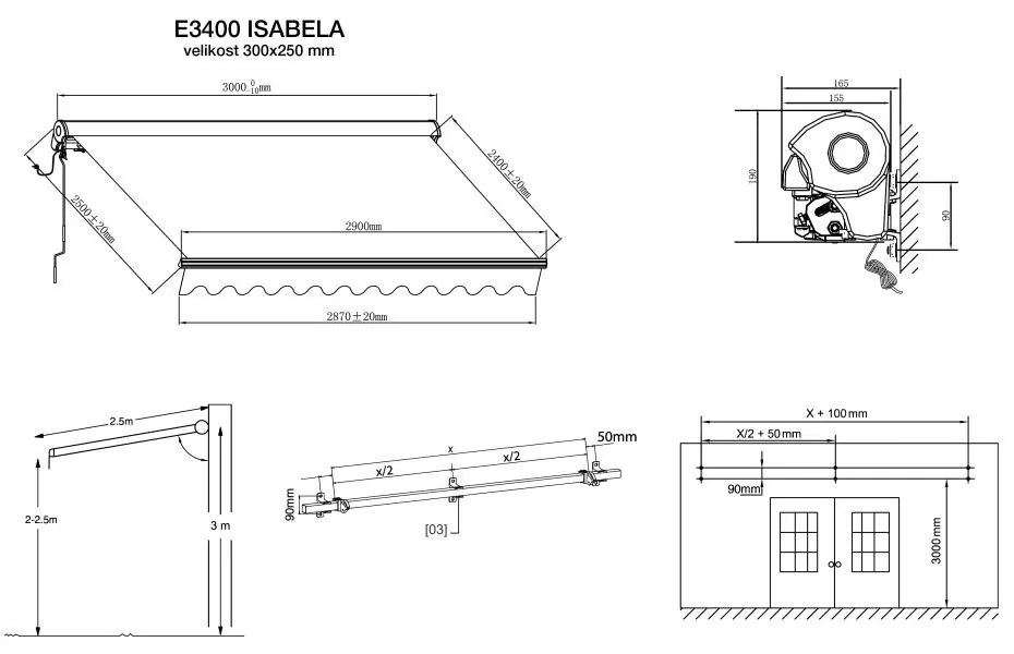 Kazetová elektrická markíza ISABELA 3x2.5m Béžová