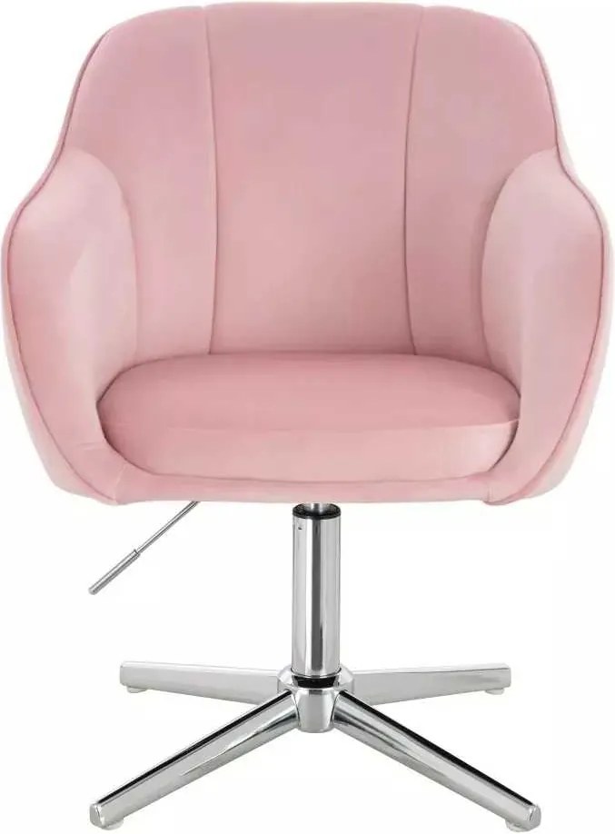 LuxuryForm DESIGN Stolička AVOLA VELUR na striebornom kríži - svetlo ružová