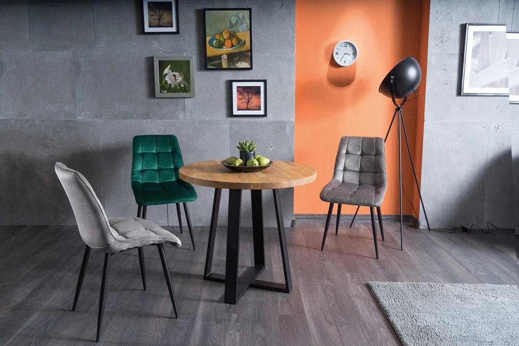 Stolička POSH zelená (látka Bluvel 78) - moderná, čalúnená, zamatová, do obývačky, jedálne