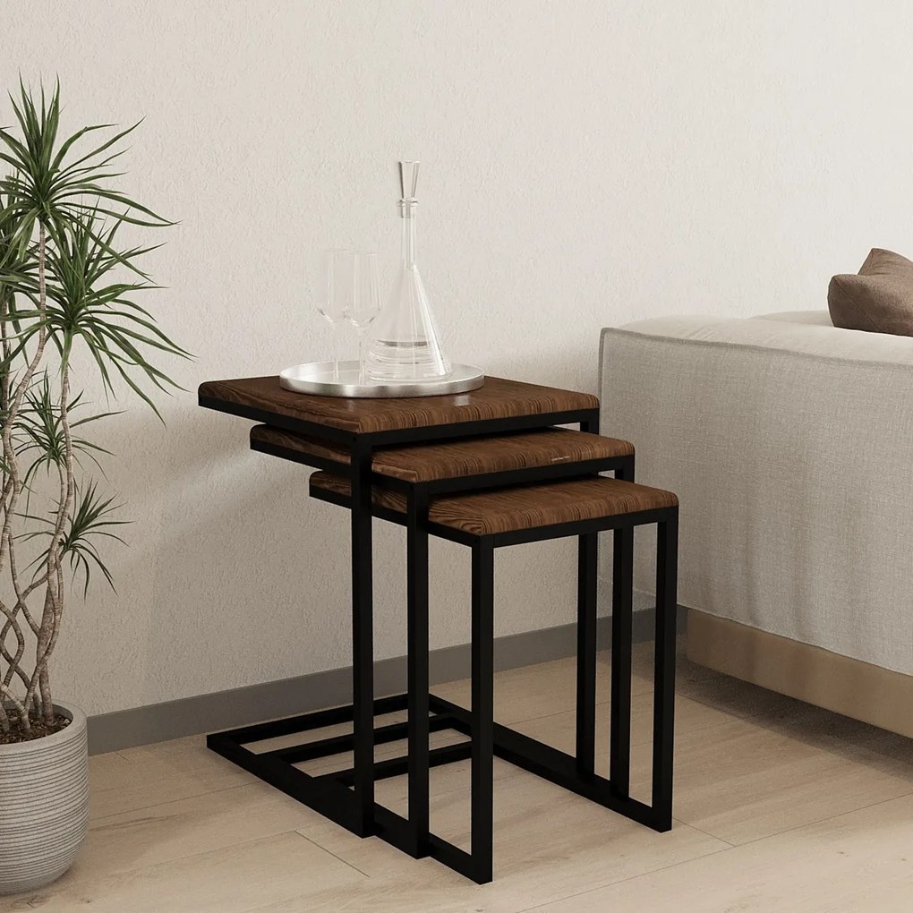 Odkladací stolík Ege Walnut, 3 ks