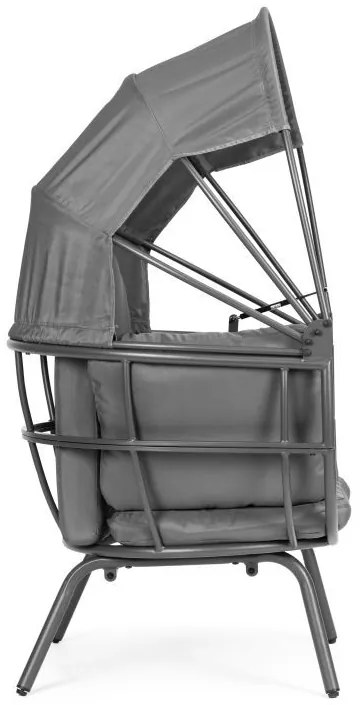 ZÁHRADNÉ KRESLO SO SKLADACOU STRIEŠKOU BAZIL ŠEDÉ