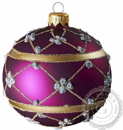 Vianočná guľa fialová s dekorom
