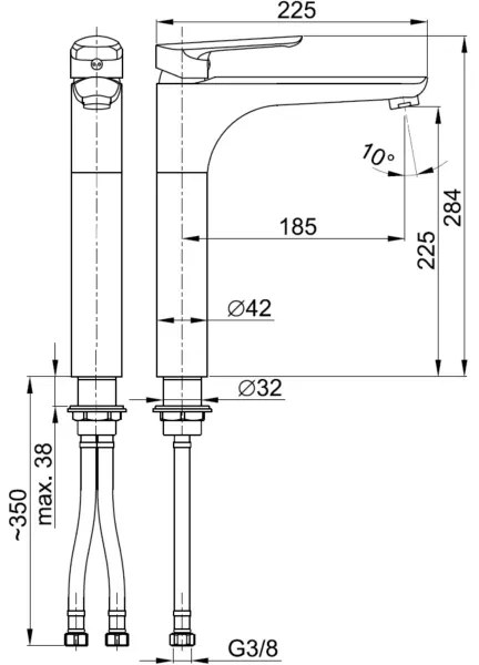 KFA Armatura 5022-712-00 - Umývadlová batéria + výpust TANZANIT 28,4 cm l. chróm