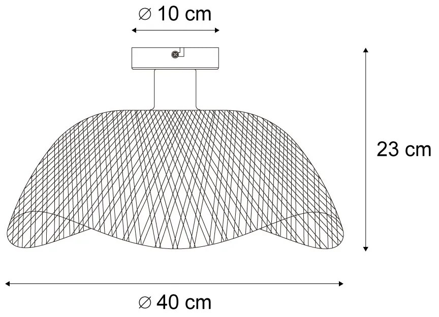 Art Deco stropné svietidlo čierne s prírodným bambusom 40 cm - Alka