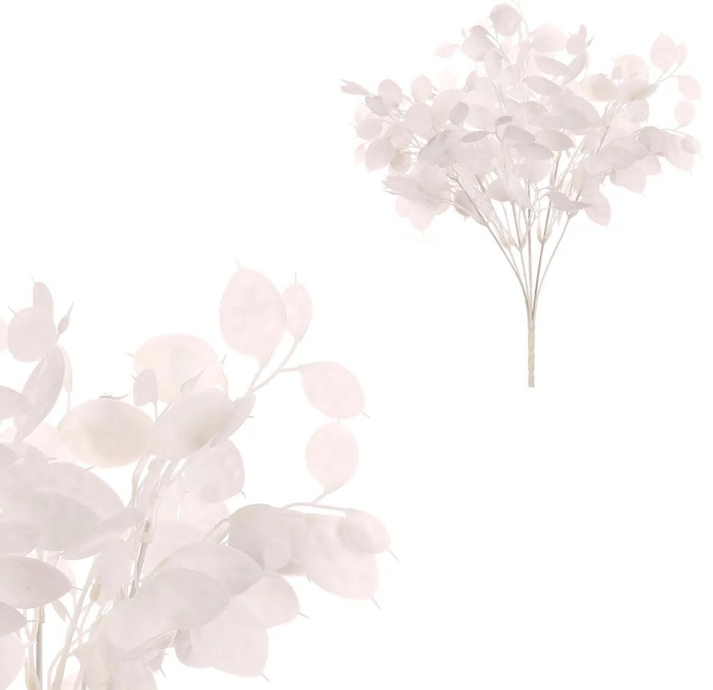 Súprava Trs s peniazkovými lístkami, 2 ks, biela, 39 cm