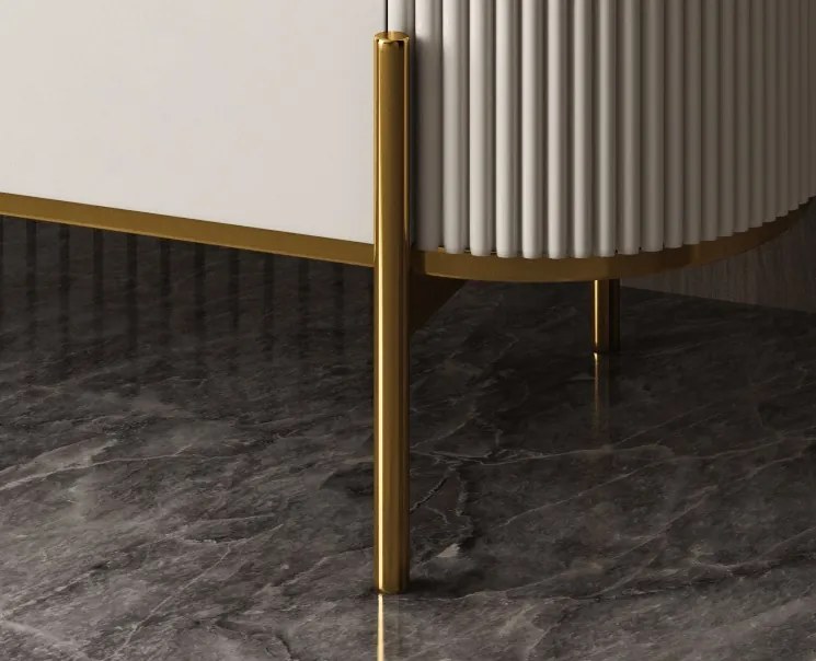 EXKLUZÍVNA KOMODA LORAN BIELA + ZLATÉ DOPLNKY 150 cm