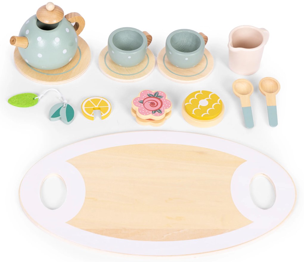 Detský drevený čajový servis 14 ks ECOTOYS