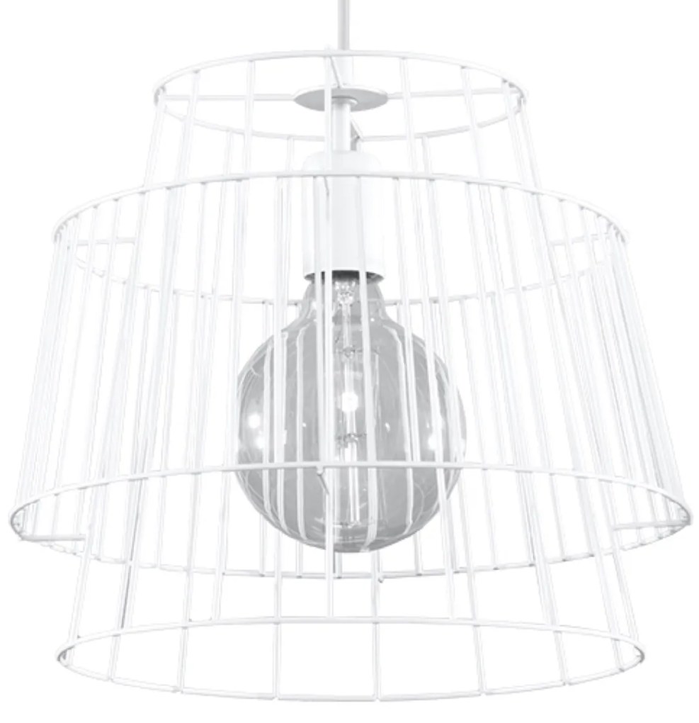 Závesné svietidlo Gate, 1x biele drôtené tienidlo