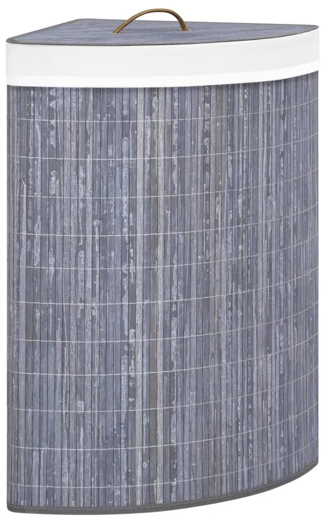 vidaXL Rohový bambusový kôš na bielizeň, sivý 60 l