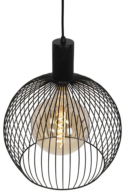 Dizajnové okrúhle závesné svietidlo čierne 40 cm - Dos