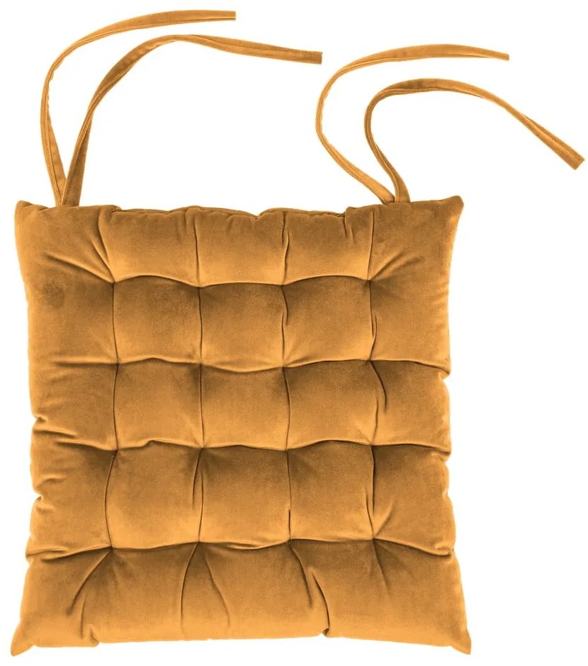 Oranžový zamatový vankúš na sedenie Tiseco Home Studio, 37 x 37 cm