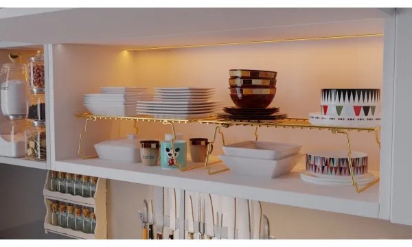 Policový organizér 42x19 cm zlatá