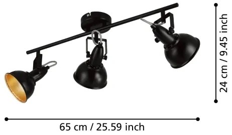 Eglo 75513 - Bodové svietidlo THORNTON 3xE14/28W/230V čierna/zlatá