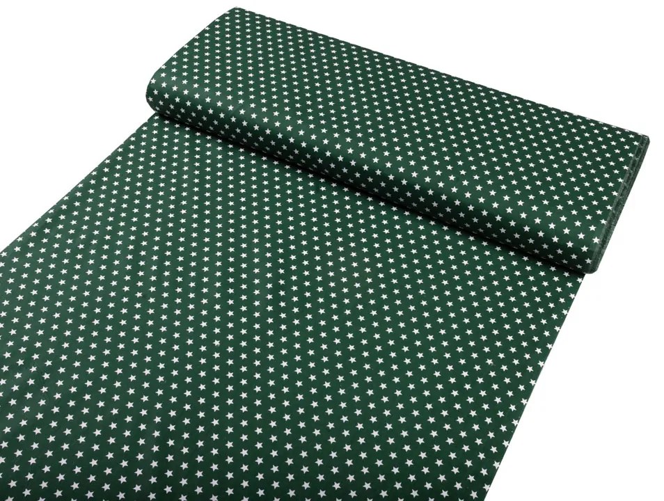 Biante Detské bavlnené posteľné obliečky do postieľky Sandra SA-350 Biele hviezdičky na tmavo zelenom Do postieľky 100x135 a 40x60 cm