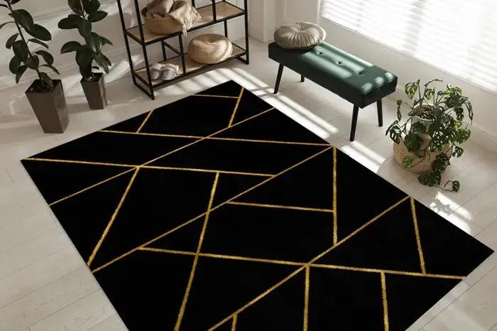 Koberec EMERALD exkluzívne 1012 glamour, štýlový geometrický čierna / zlato Veľkosť: 180x270cm