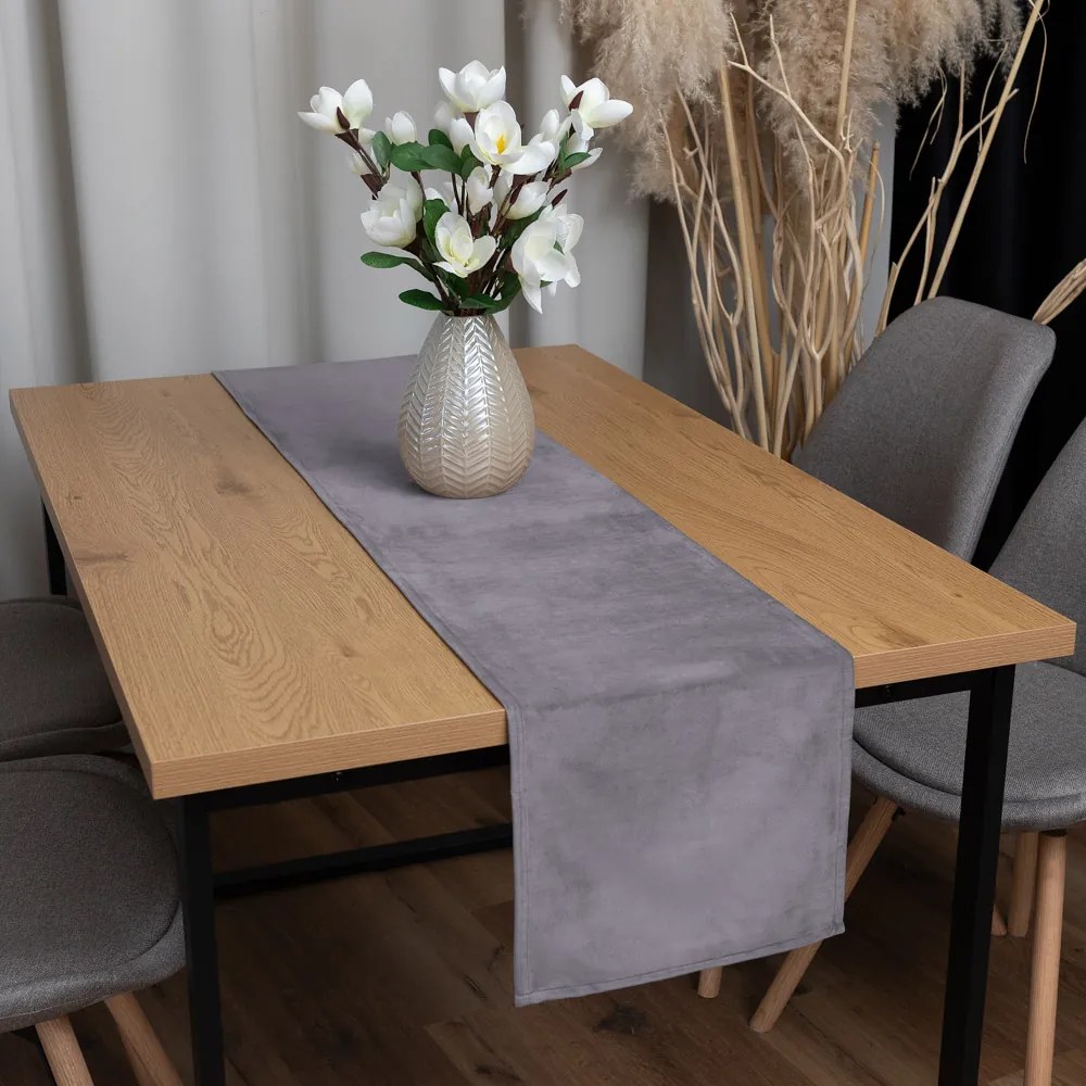 Biante Zamatový behúň na stôl Velvet Prémium SVP-013 Sivý 35x180 cm