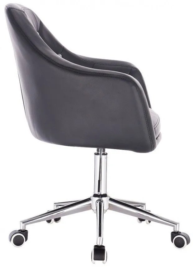 LuxuryForm DESIGN Kreslo ROMA na striebornej podstave s kolieskami - čierne