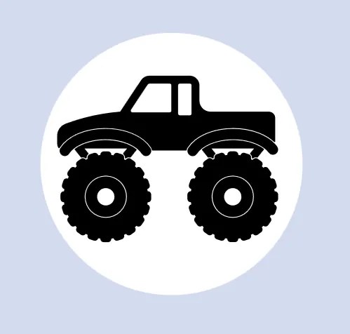 Štítok, nálepka do detskej izby, čierna na bielom podklade – Monster truck