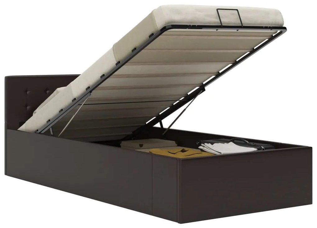 vidaXL Hydraulický posteľný rám+úložný priestor, umelá koža 100x200 cm