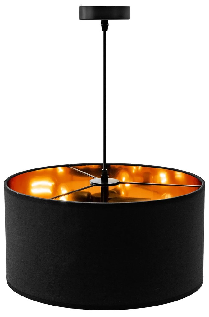 Toolight - Závesná lampa 40cm 1xE27 60W APP620-1CP, čierna-zlatá, OSW-00078