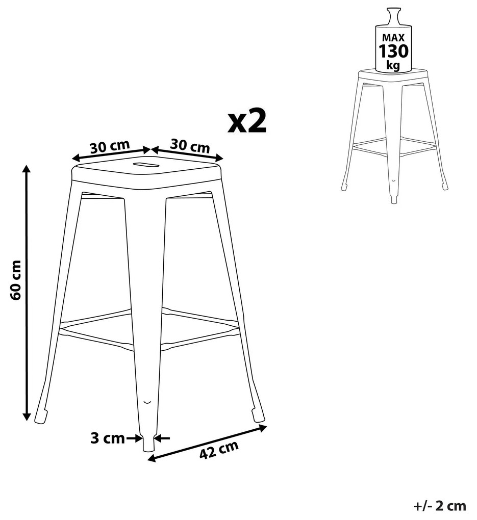 Sada 2 oceľových barových stoličiek 60 cm ružová CABRILLO Beliani