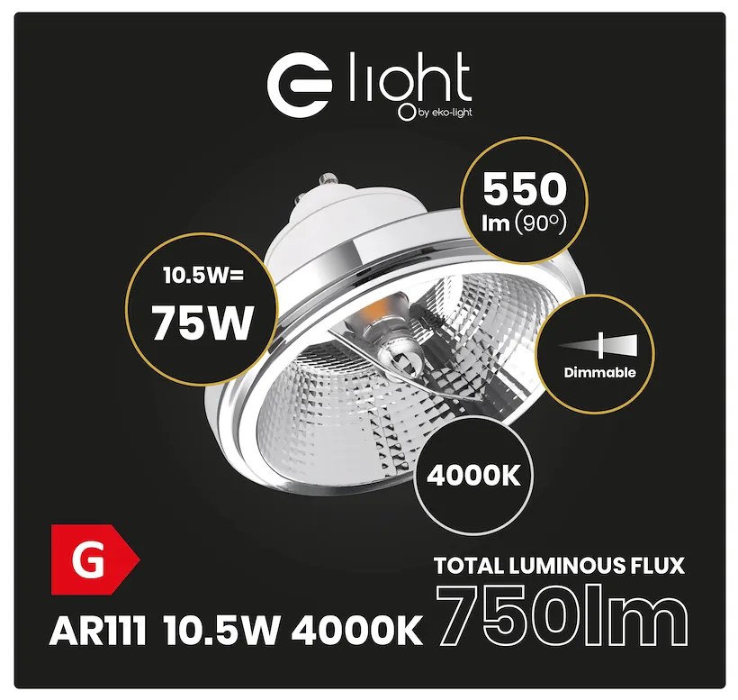 Halogénová LED žiarovka GU10 neutrálna 4000k 10,5w 550 lm biela