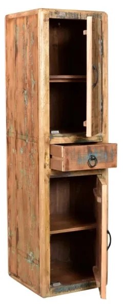 furniture-nabytek.cz - Masívna kúpeľňová skrinka Kalkata z recyklovaného dreva, lakovaná, viacfarebná – 35×35×125 cm