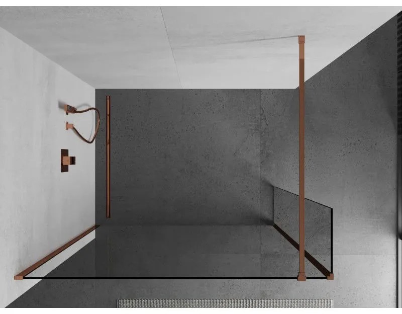 Mexen Kioto, sprchový kút typ Walk-in 90 x 30 cm, 8mm číre sklo, profil ružové zlato, 800-090-212-60-00-030