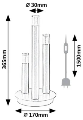 Rabalux 74365 - Stolná lampa RAMIRA 3xG9/5W/230V čierna