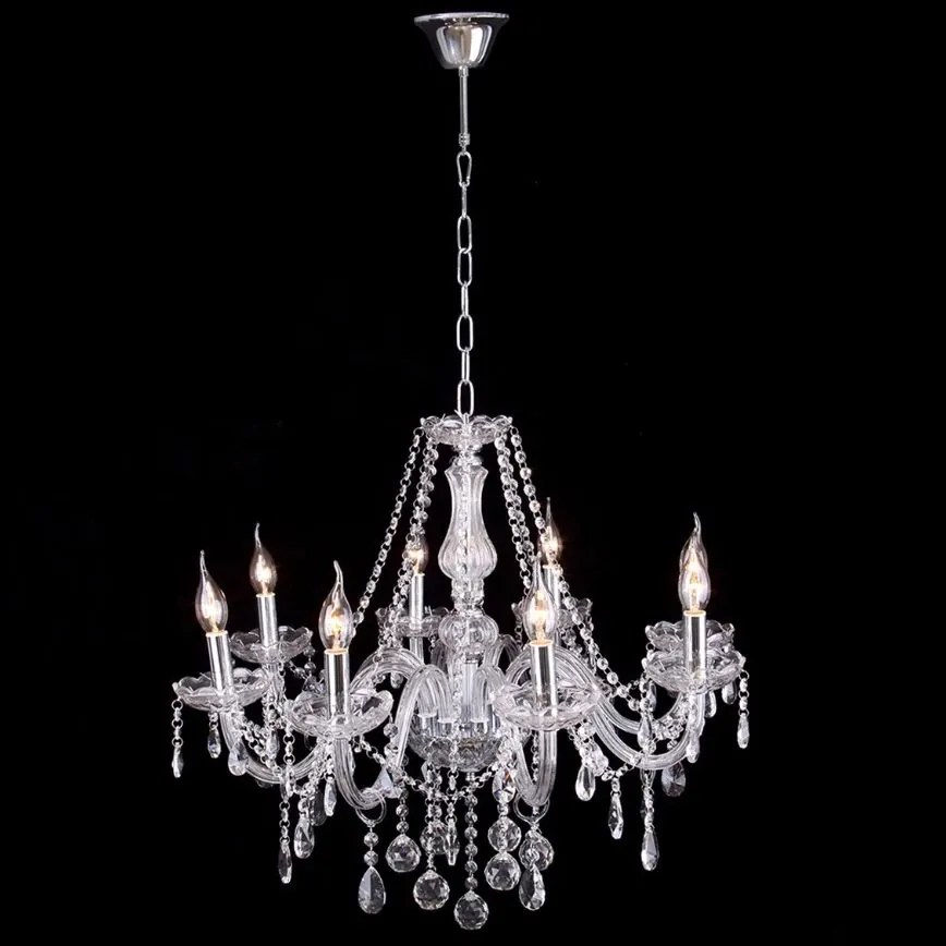 Toolight - Krištáľový závesný luster 8xE14 60W, strieborná, OSW-04600