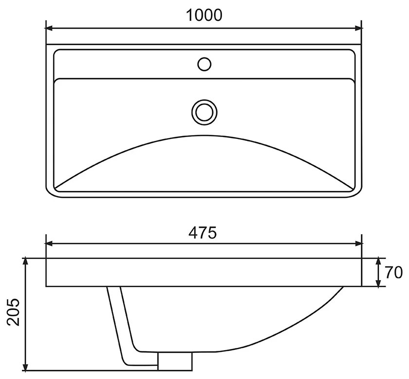 Mereo Siena, kúpeľňová skrinka s keramickým umývadlom 101 cm, biela lesk, MER-CN4121