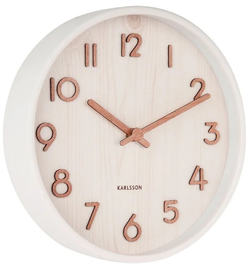 Biele nástenné hodiny z lipového dreva Karlsson Pure Small, ø 22 cm